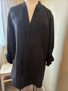 Murano Black Longline V-Neck Tunic